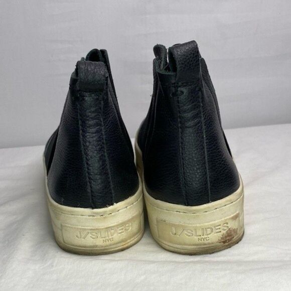 J/Slides Black White Holland High Top Leather Platform Slip On Sneakers 7.5 - Picture 4 of 11